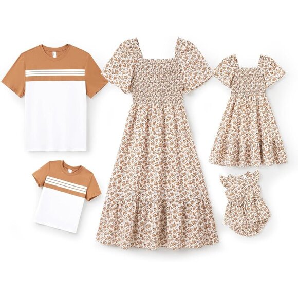 Dresses & Skirts - Family Matching Outfits Boho Floral Dress and T-Shirts Set for All Ages